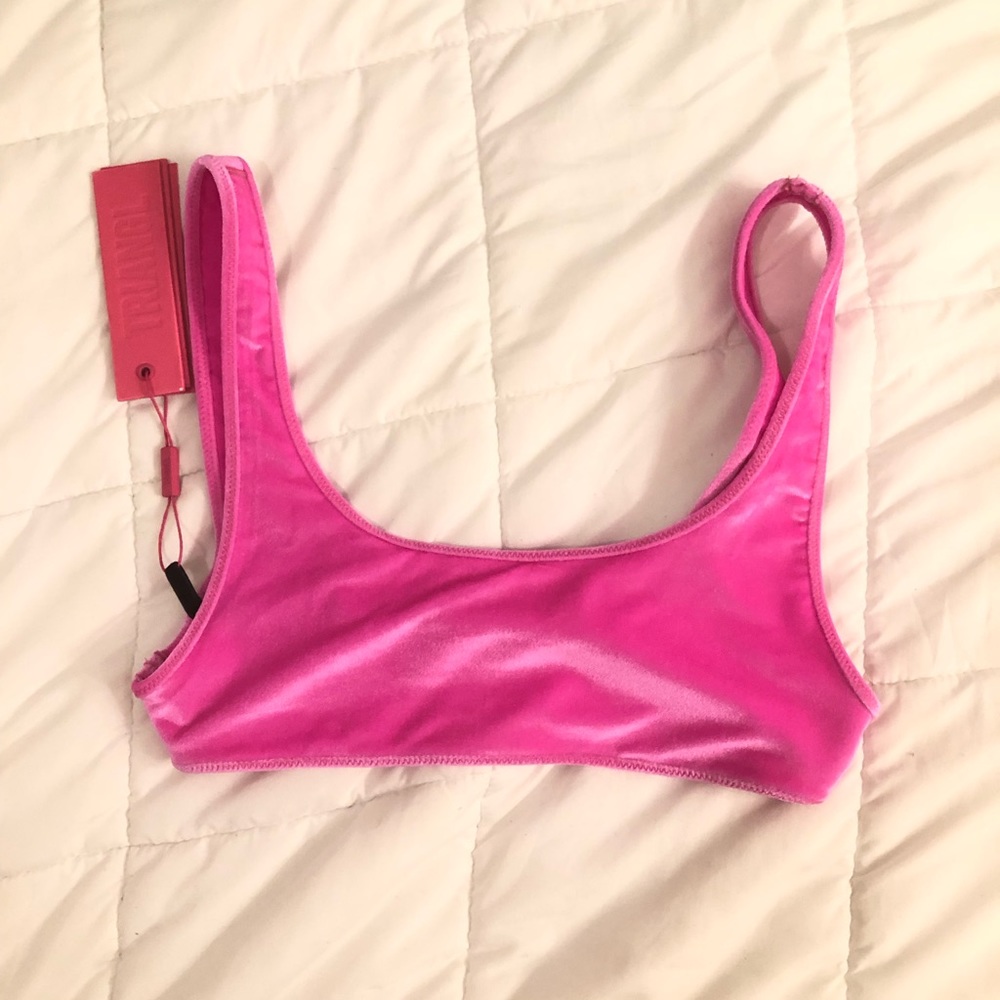 triangl velvet pink rhay bikini top